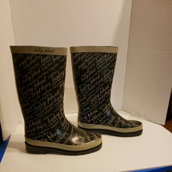 Baby Phat black Rain Snow Boots size 7 EUC Tall - Picture 1 of 5